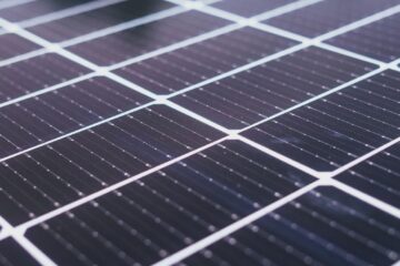 Detailed close-up view of solar panels showcasing renewable energy technology.